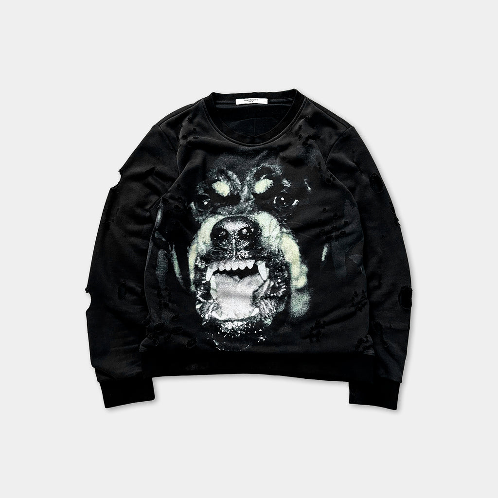 Givenchy By Riccardo Tisci Distressed Rottweiler Crewneck