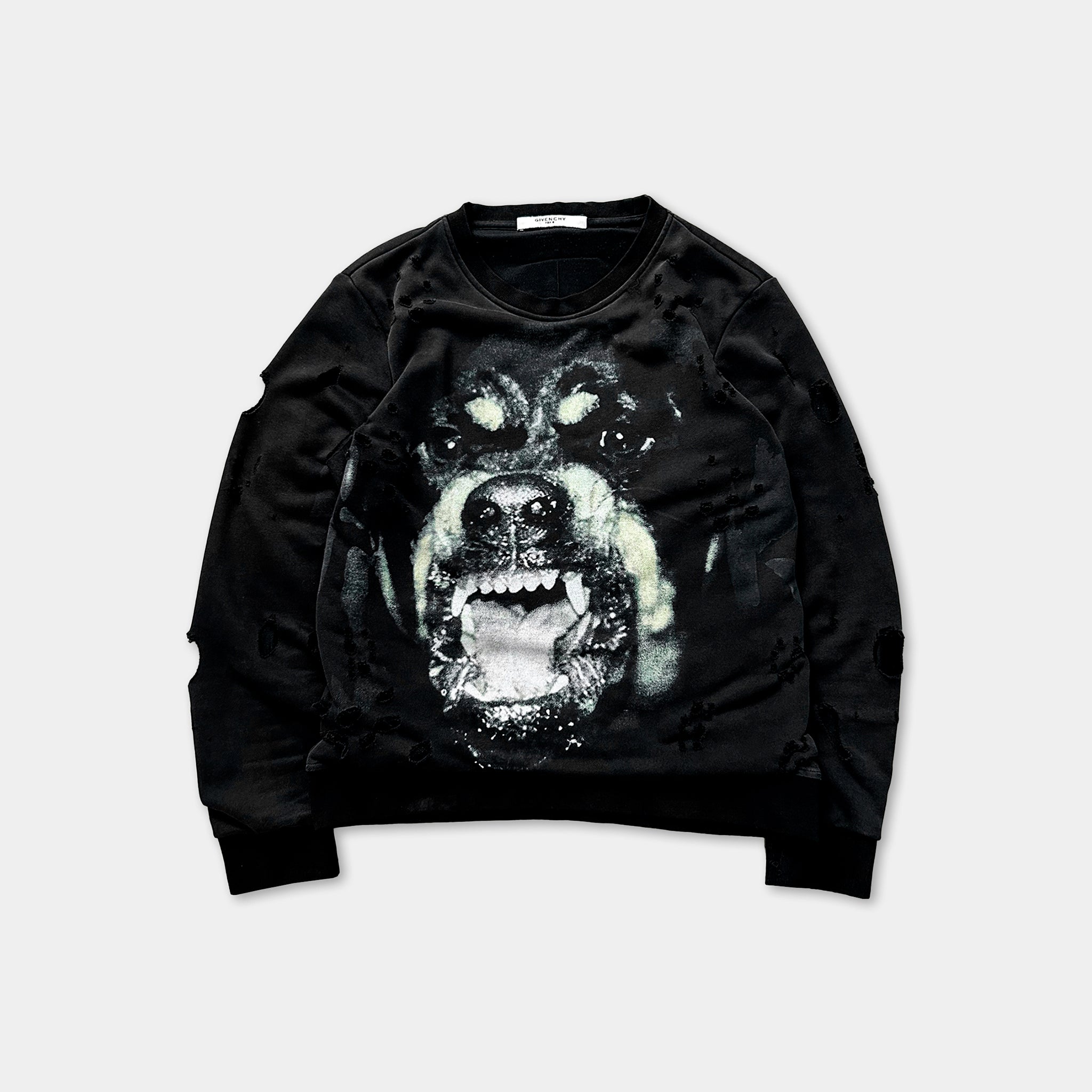 Givenchy By Riccardo Tisci Distressed Rottweiler Crewneck