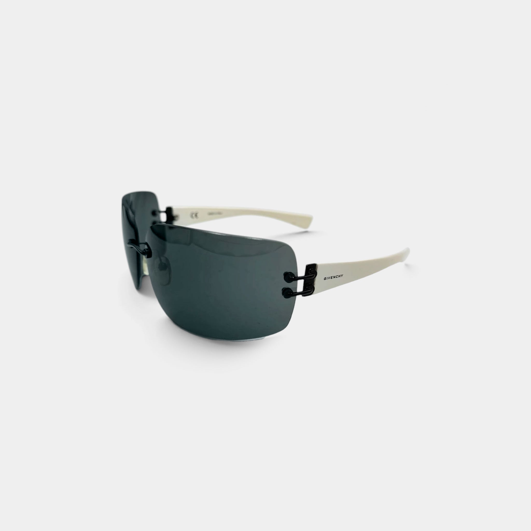 Givenchy Rimless Shield Sunglasses Blue Lenses