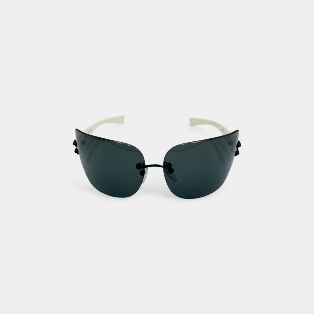 Givenchy Rimless Shield Sunglasses Blue Lenses