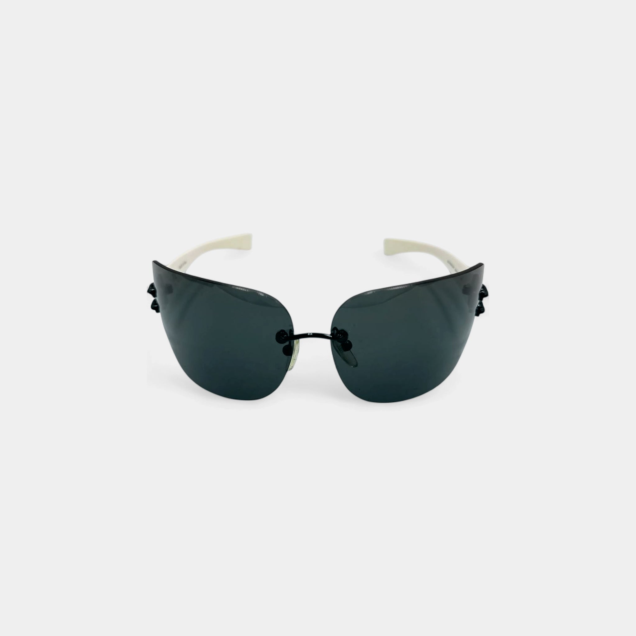 Givenchy Rimless Shield Sunglasses Blue Lenses