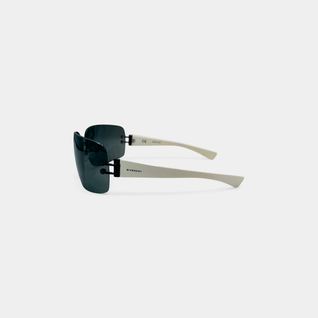 Givenchy Rimless Shield Sunglasses Blue Lenses