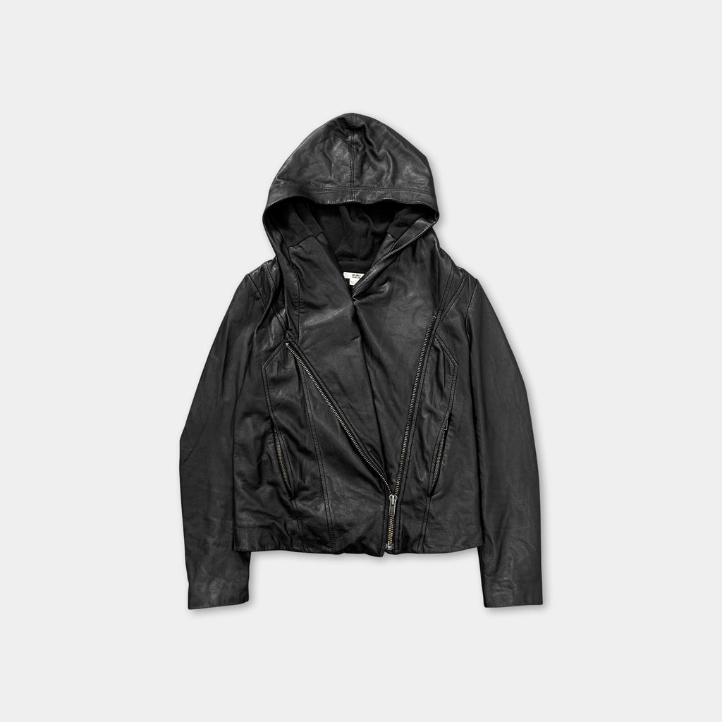 Helmut Lang Avant-Garde Lambskin Leather Hooded Jacket