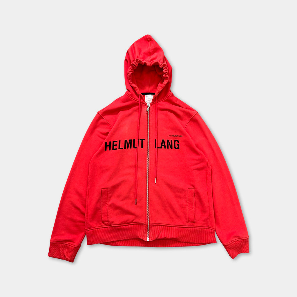 Helmut Lang Classic Logo Red Zip-up Sweatshirt