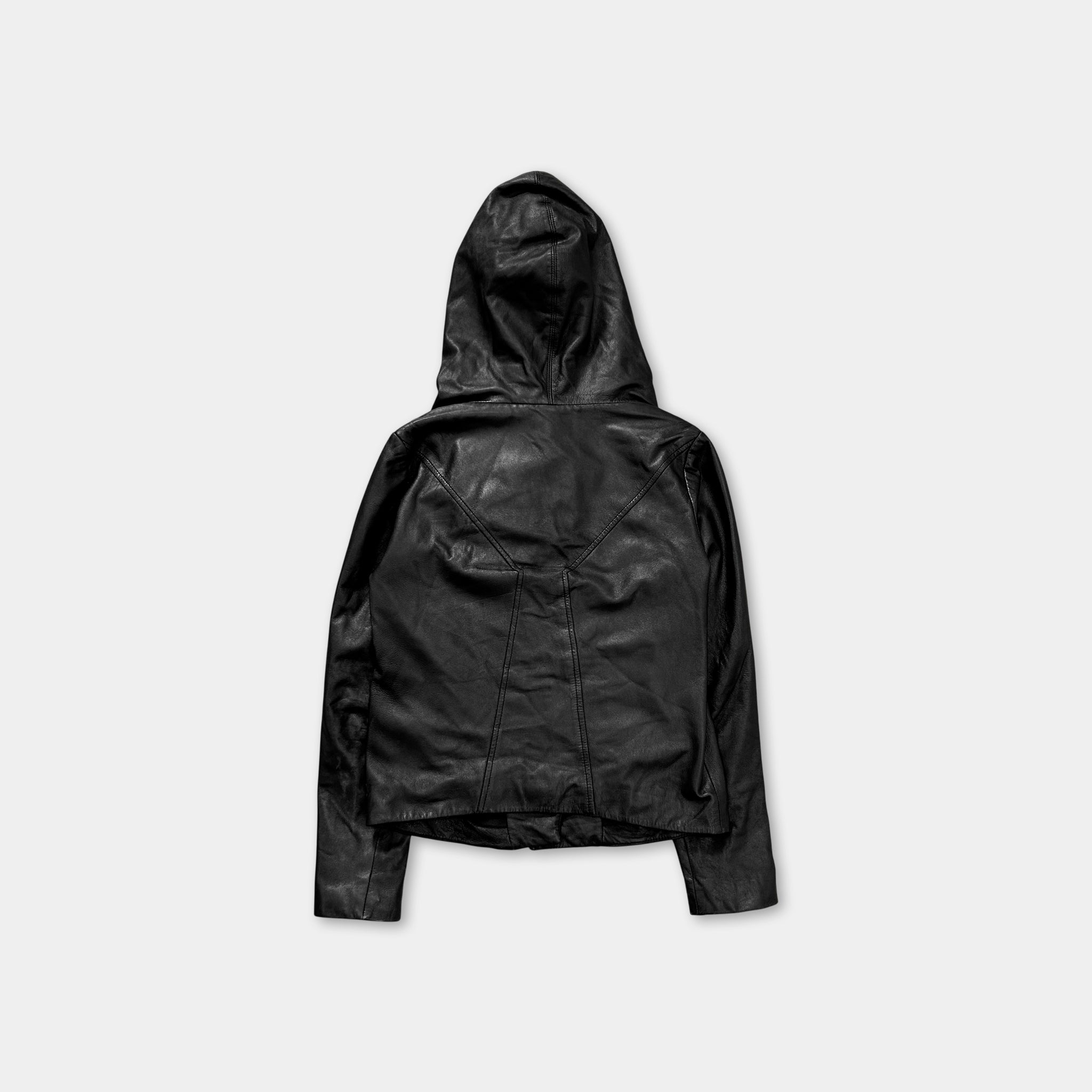 Helmut Lang Avant-Garde Lambskin Leather Hooded Jacket