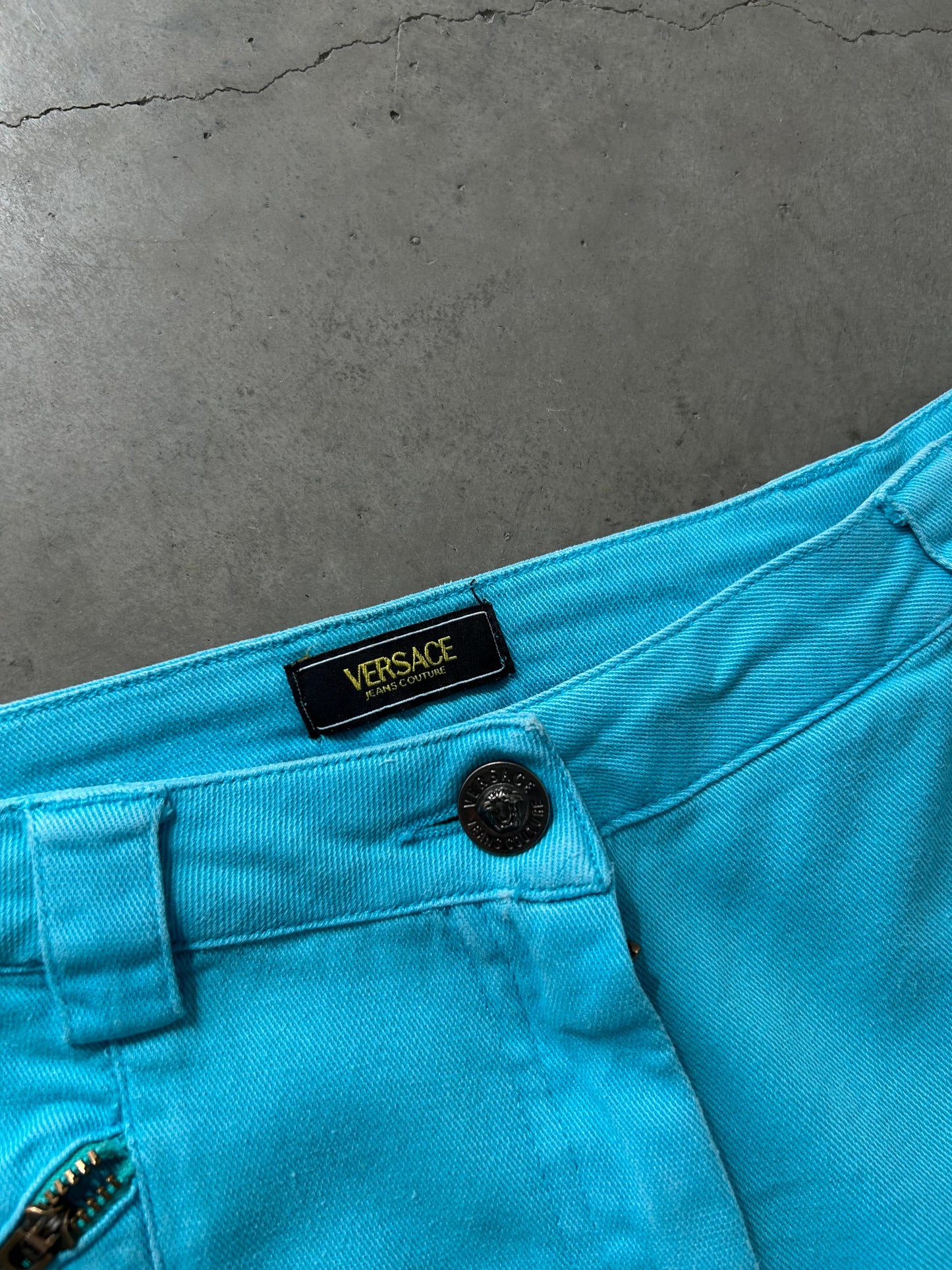 Versace Blue Teal Cargo Jeans