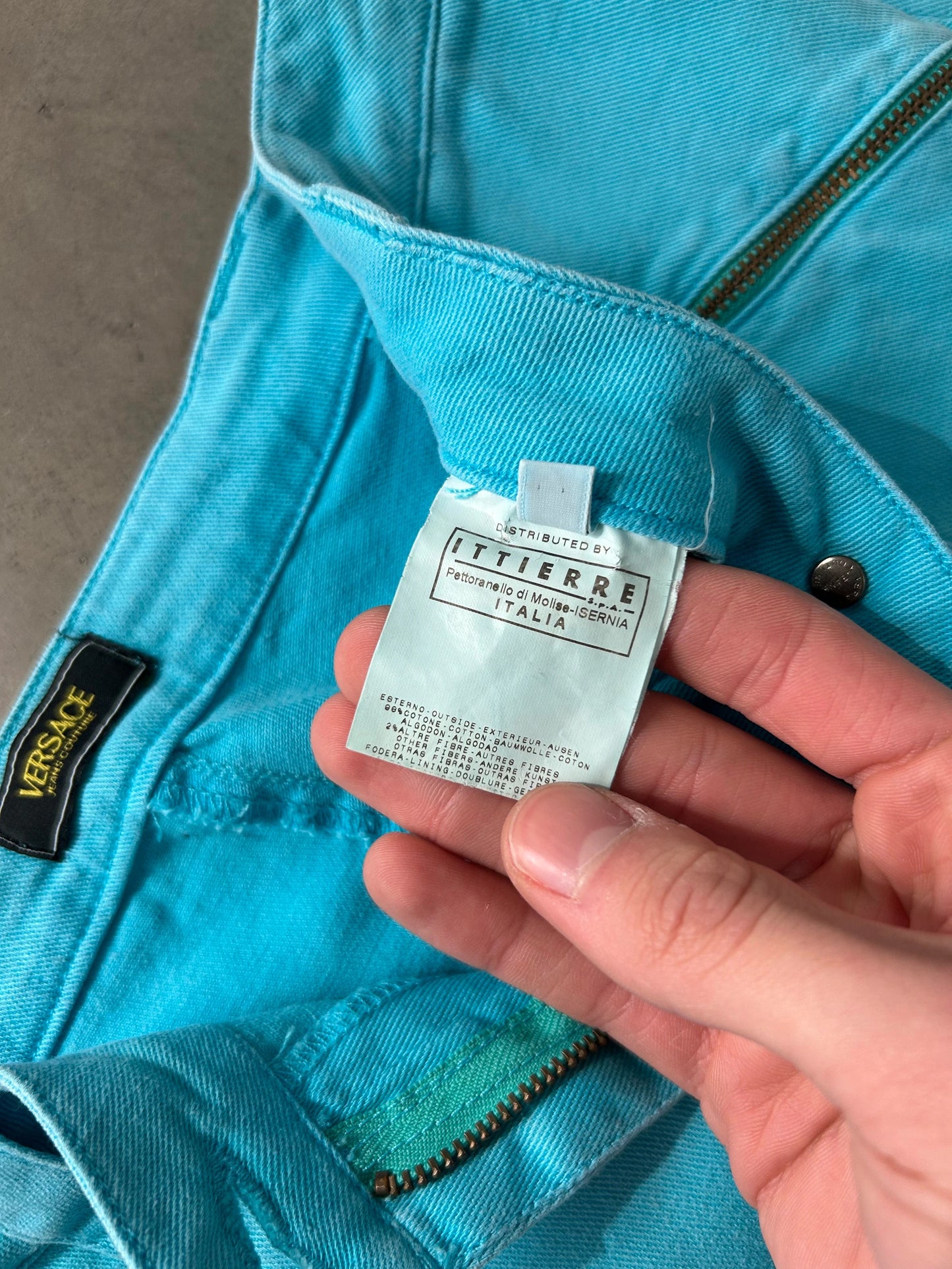Versace Blue Teal Cargo Jeans