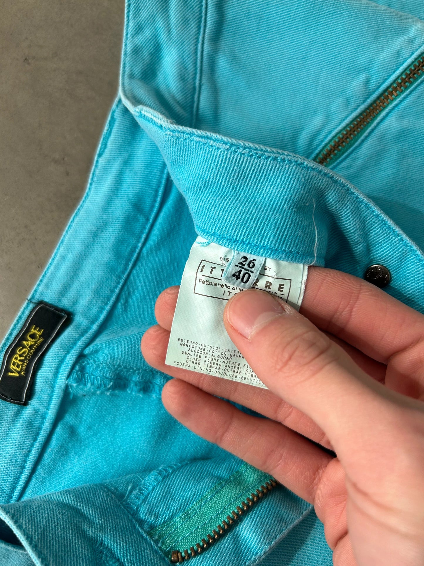Versace Blue Teal Cargo Jeans