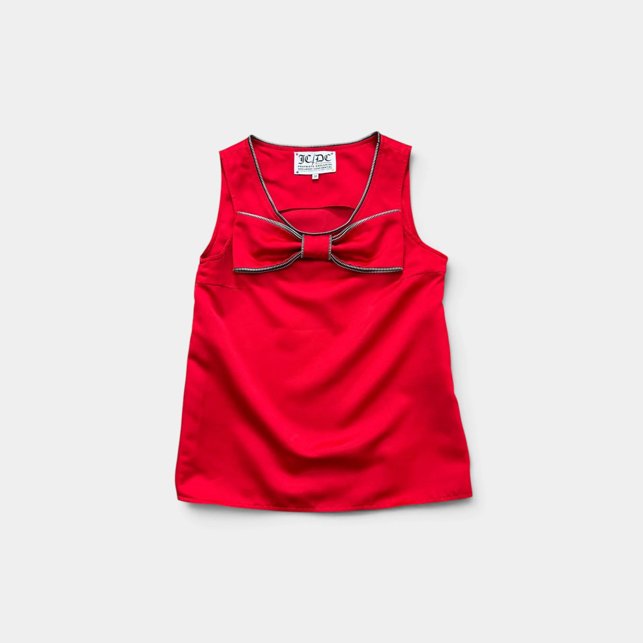 Jean-Charles de Castelbajac Red Satin Bow Sleeveless Top