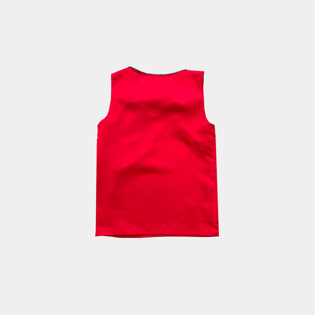 Jean-Charles de Castelbajac Red Satin Bow Sleeveless Top