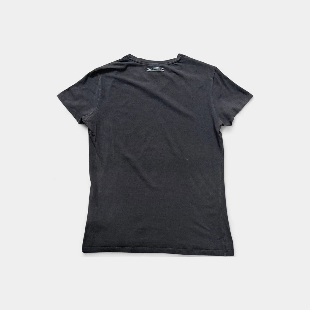 Jean Paul Gaultier Heraldic Crest V-Neck Grey Cotton T-Shirt