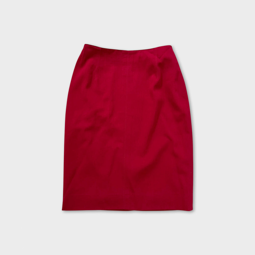 Jean Paul Gaultier pour Gibo 1980s Red Wool Pencil Skirt