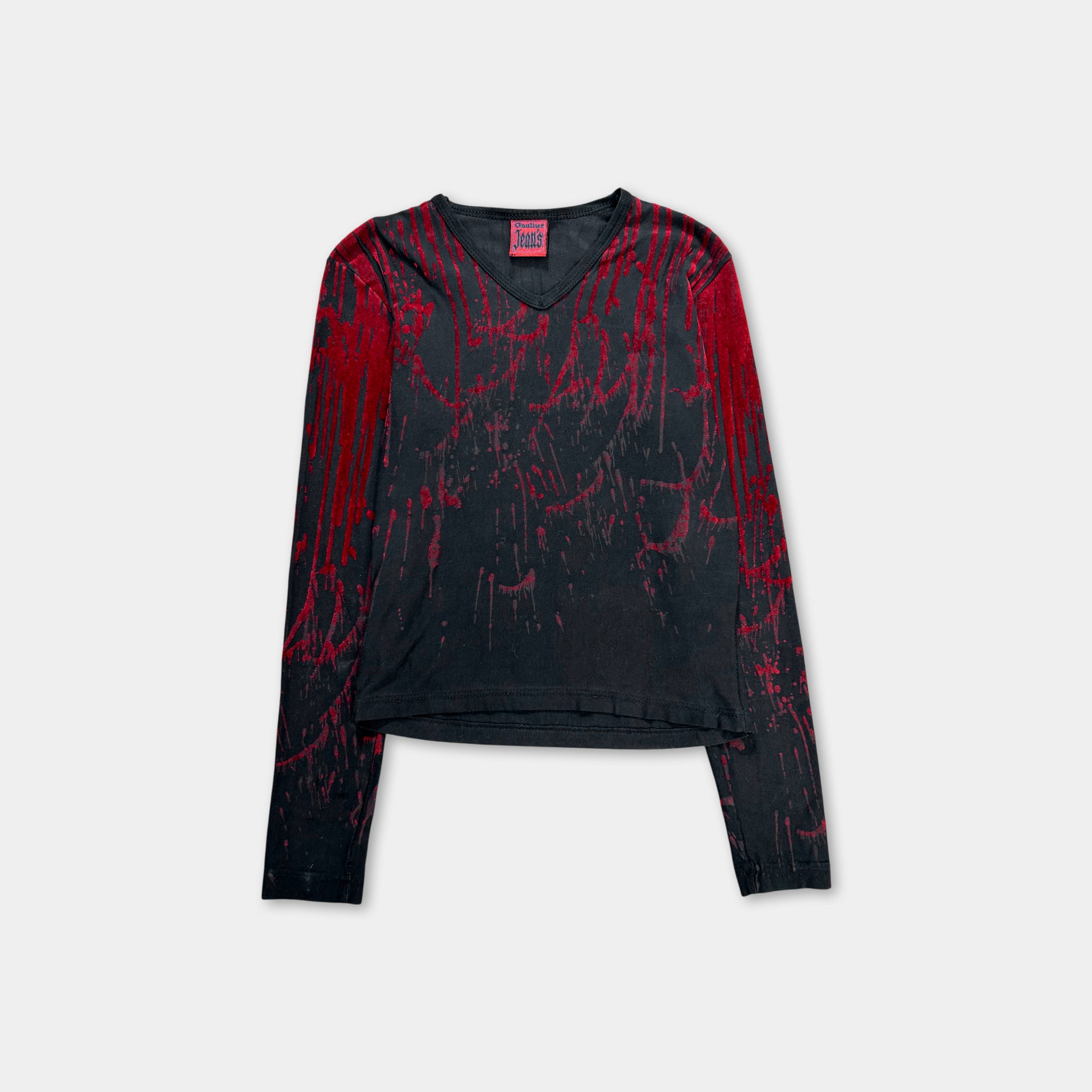 Jean Paul Gaultier 1994 Blood Drip V-Neck Longsleeve
