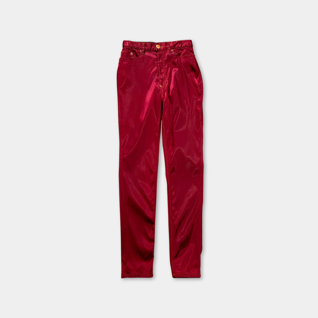 Jean Paul Gaultier 90's Red Satin Nylon Pants
