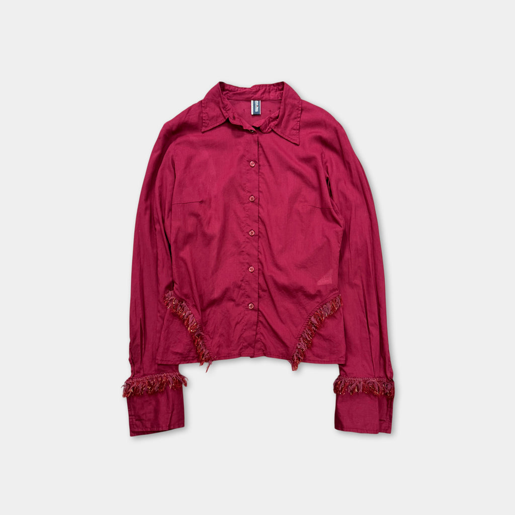 Jean Paul Gaultier 2000's Burgundy Fringe-Trimmed Shirt