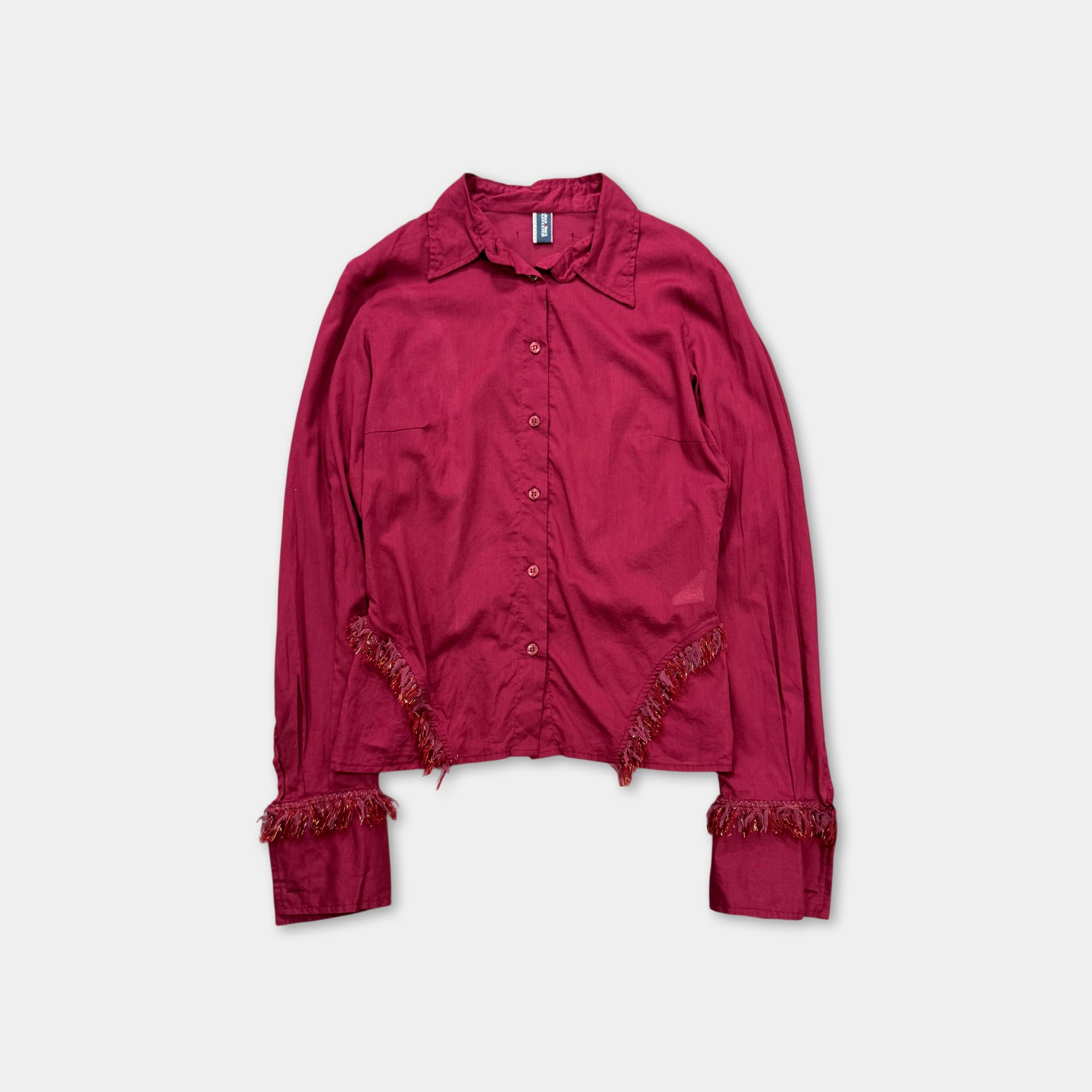 Jean Paul Gaultier 2000's Burgundy Fringe-Trimmed Shirt