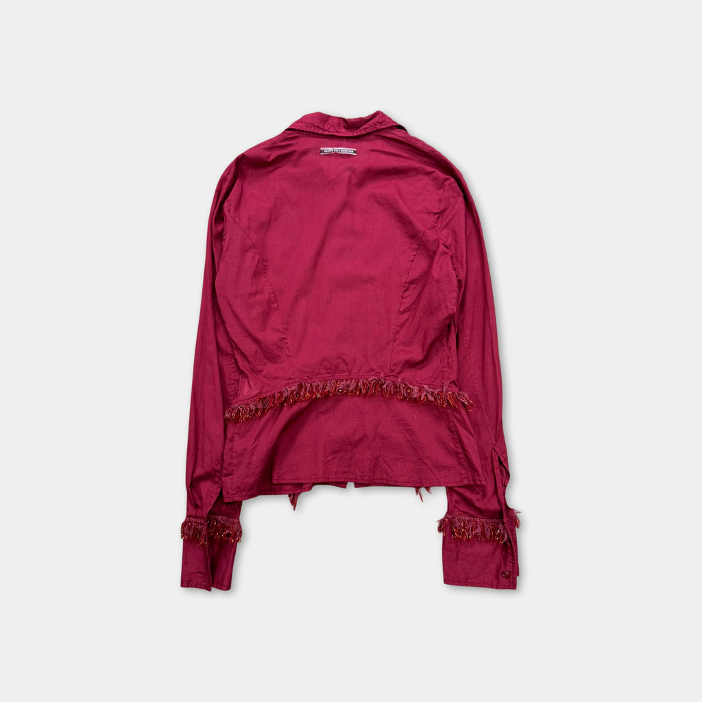 Jean Paul Gaultier 2000's Burgundy Fringe-Trimmed Shirt