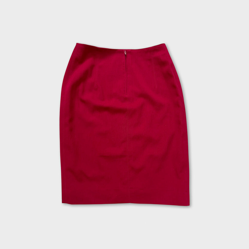 Jean Paul Gaultier pour Gibo 1980s Red Wool Pencil Skirt