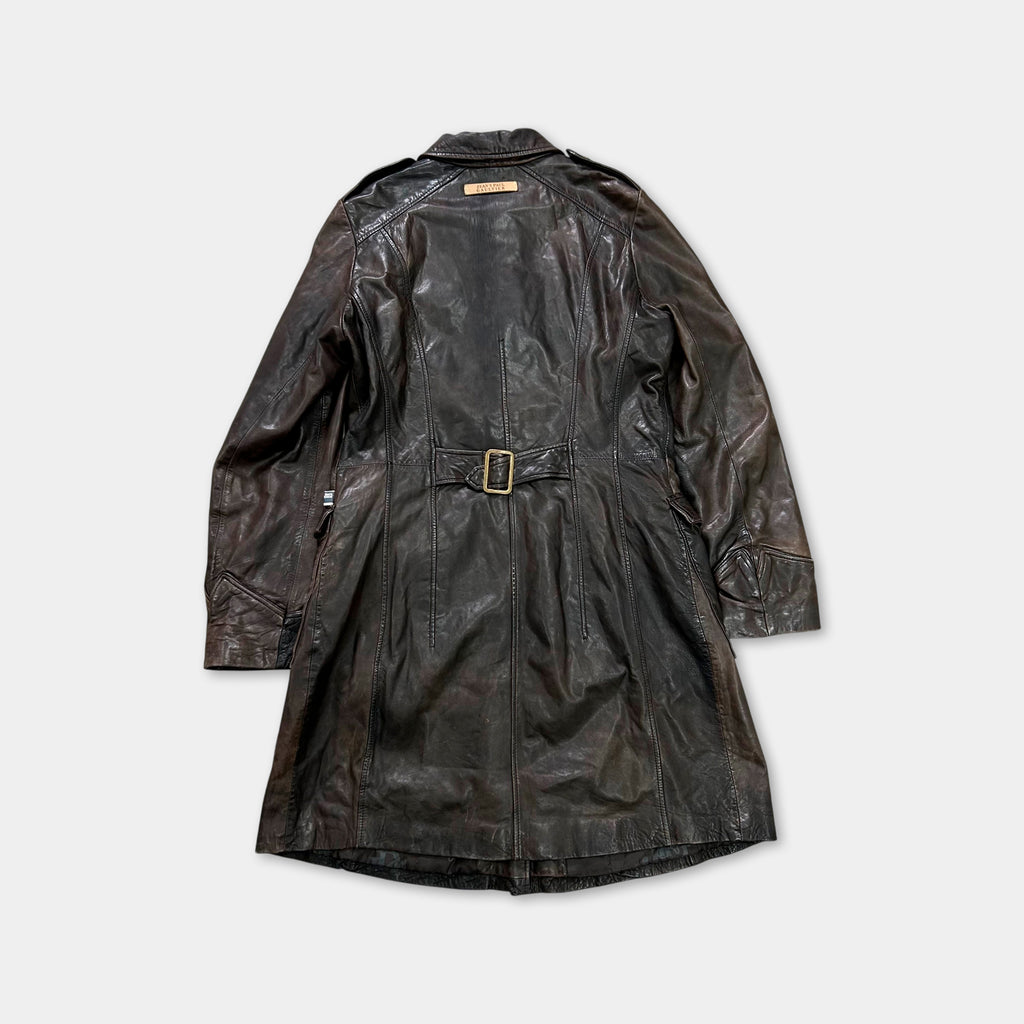 Jean Paul Gaultier 90's Vintage Brown Leather Trench Coat