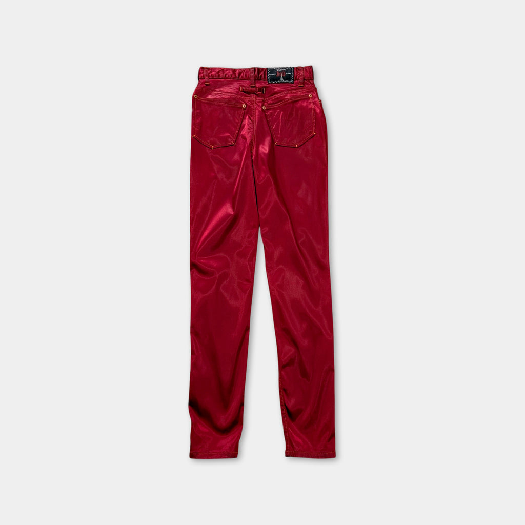 Jean Paul Gaultier 90's Red Satin Nylon Pants
