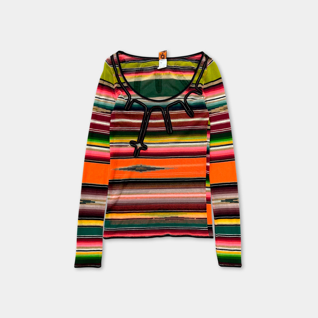 Jean Paul Gaultier Soleil "Serape" Stripe Mesh Longsleeve