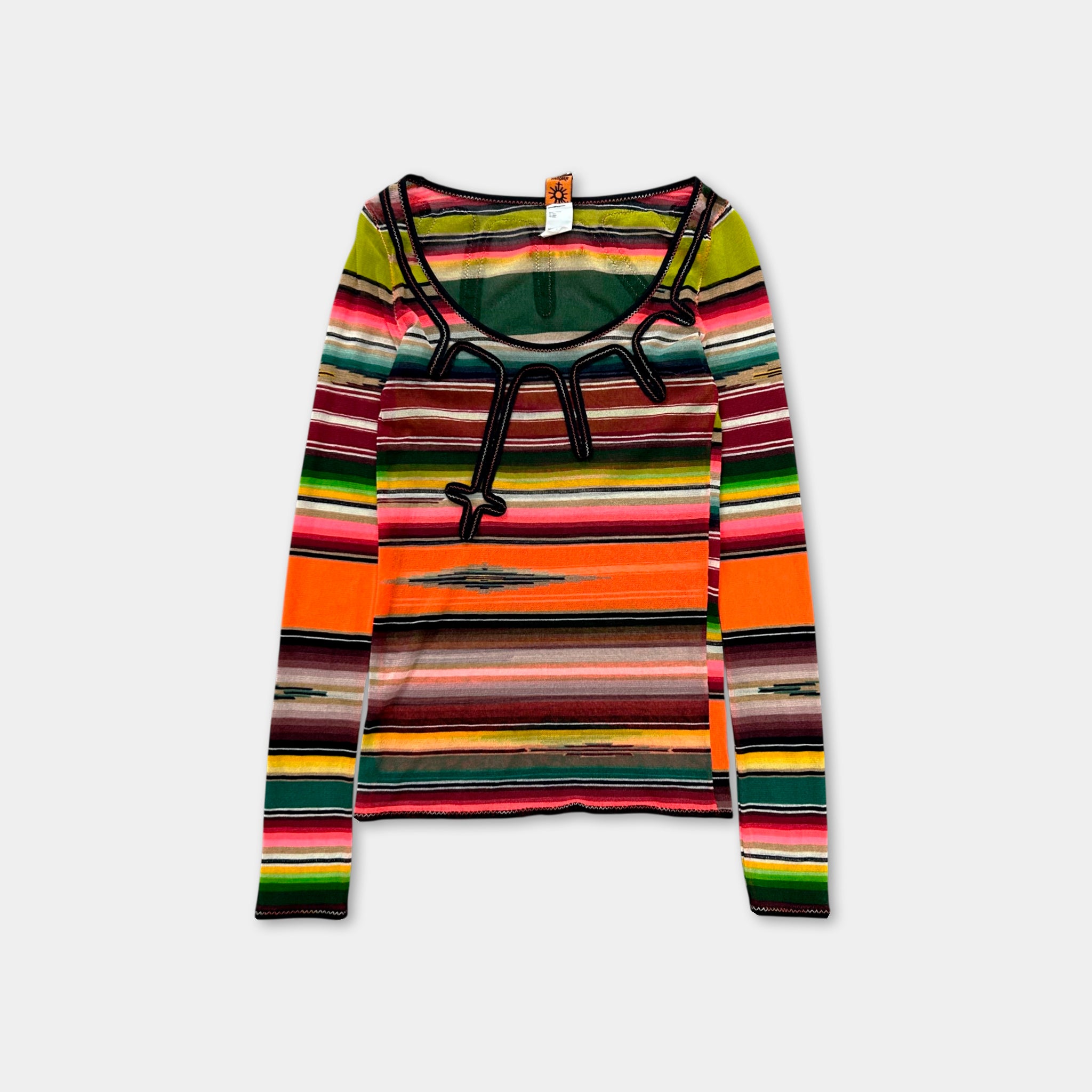 Jean Paul Gaultier Soleil "Serape" Stripe Mesh Longsleeve