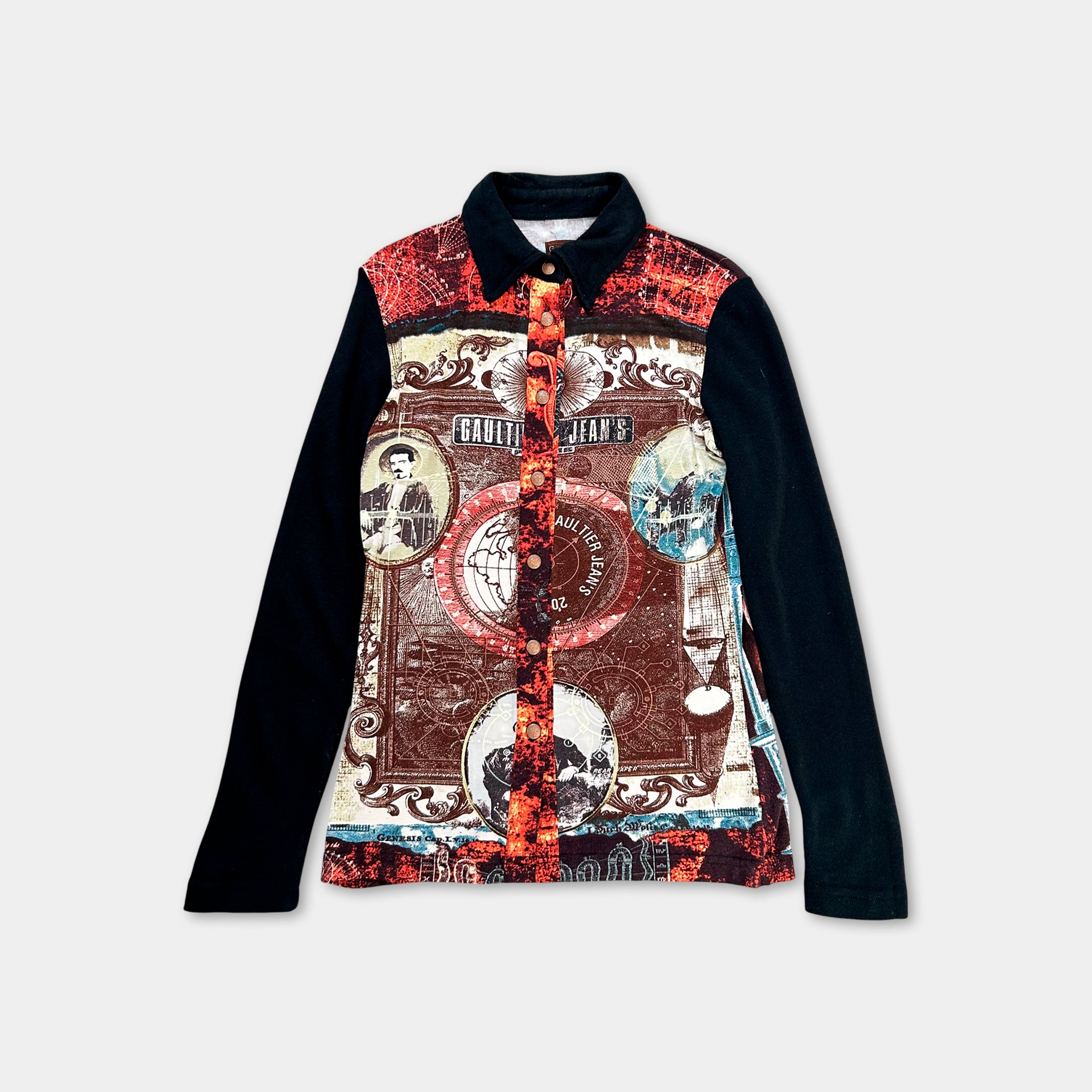 Jean Paul Gaultier 2000s Elastic Black Sleeves Printed Shirt