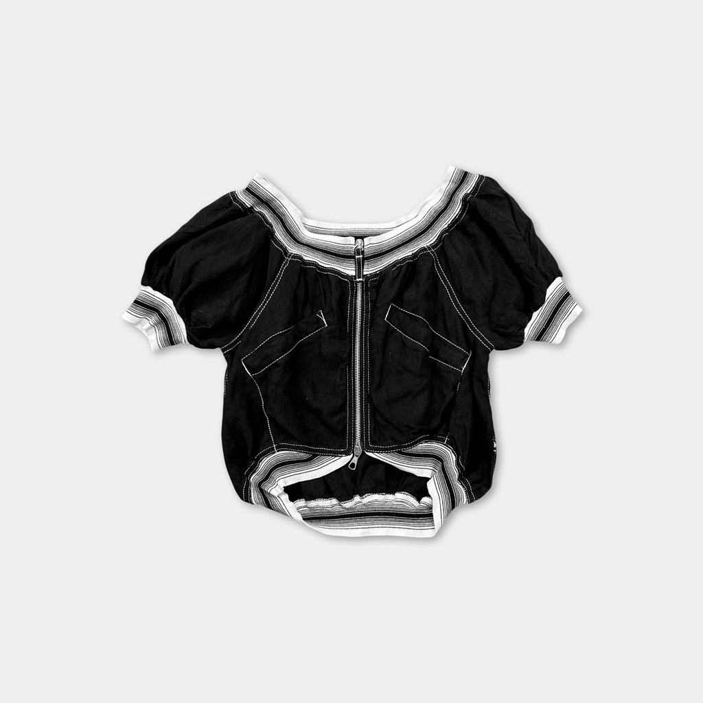 Jean Paul Gaultier 90's Classique Zip-Up Puff Sleeve Top