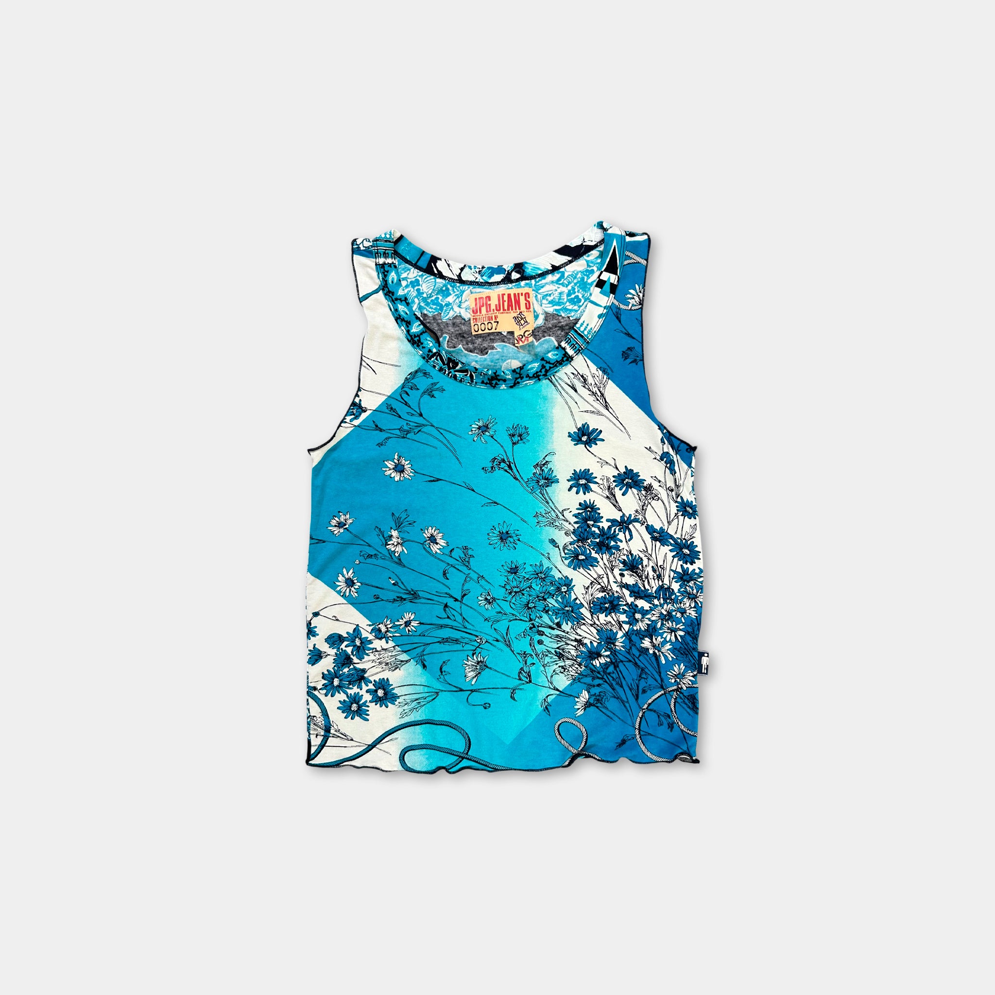 Jean Paul Gaultier 2000's Floral Blue Tank Top