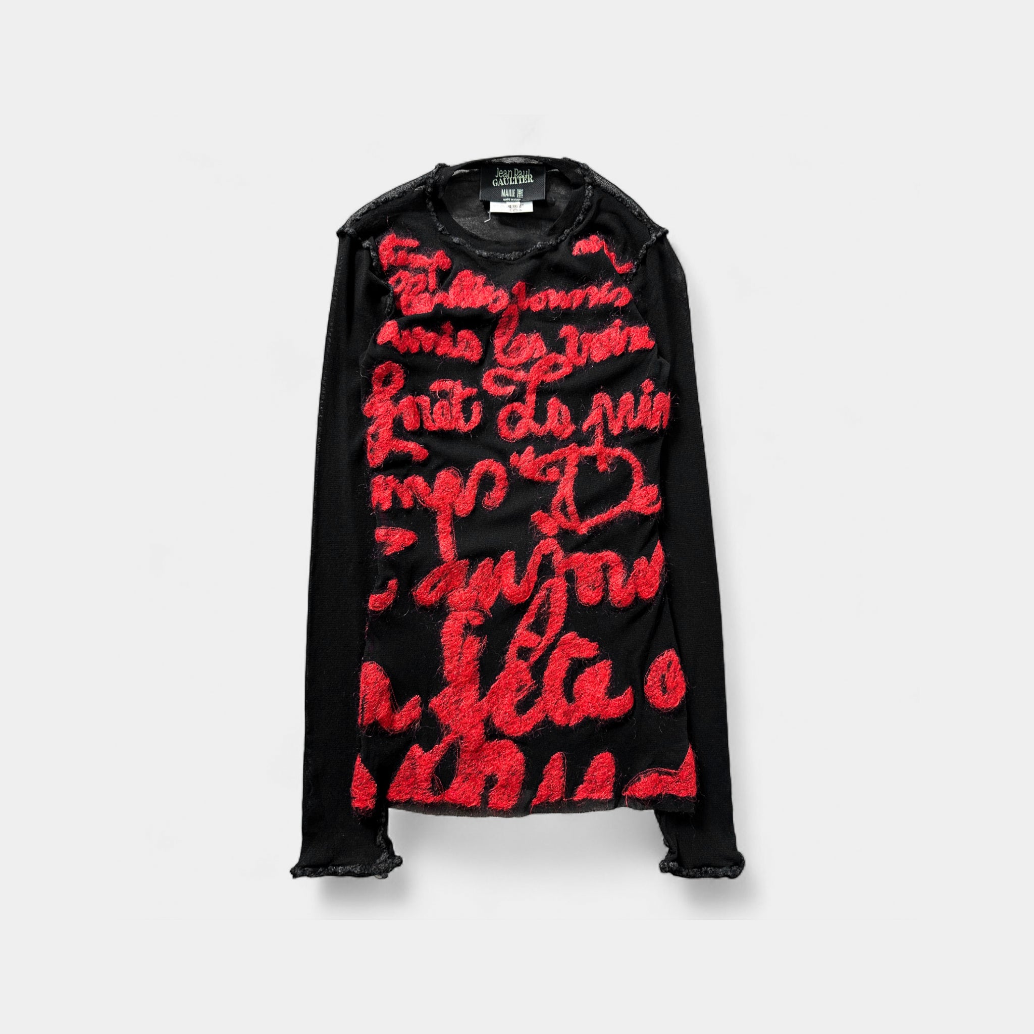 Jean Paul Gaultier FW01 Script Letter Mesh Top Black