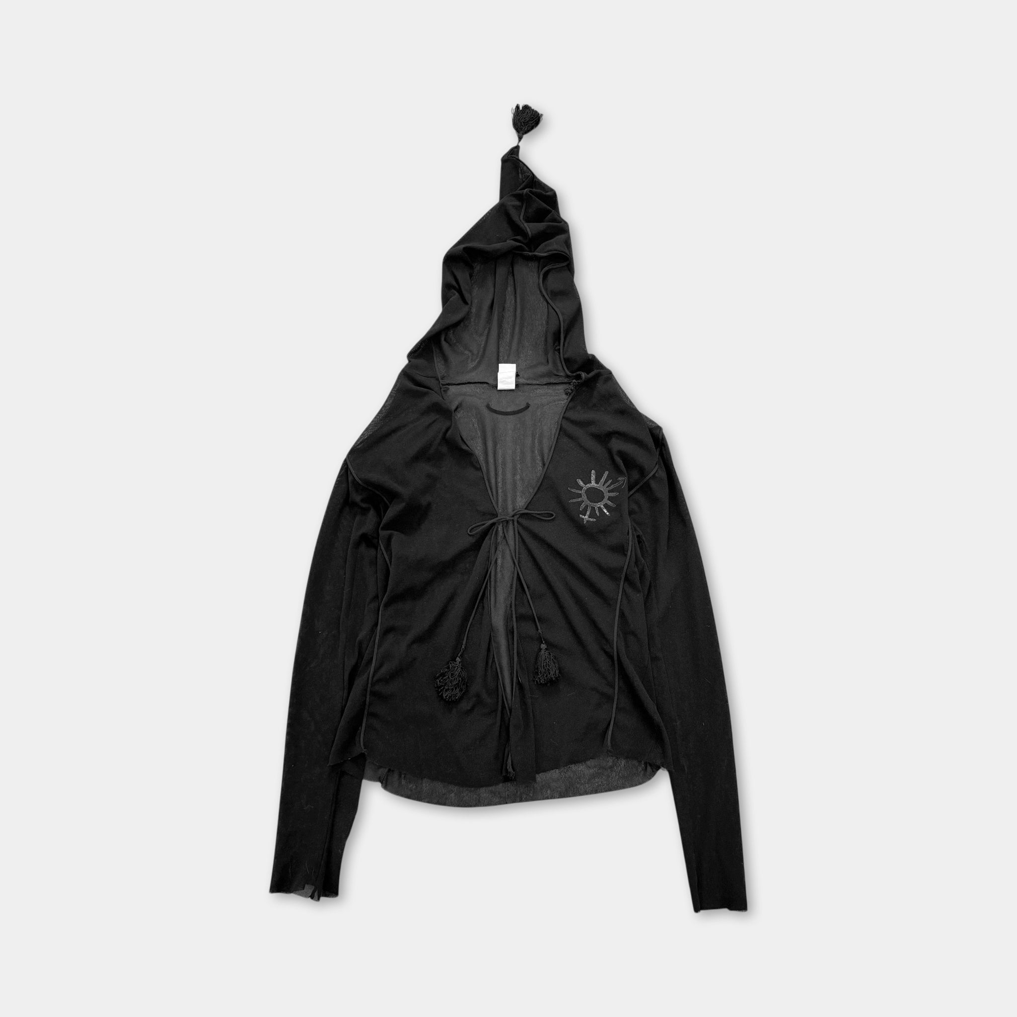 Jean Paul Gaultier Black Sheer Mesh Hood Cardigan