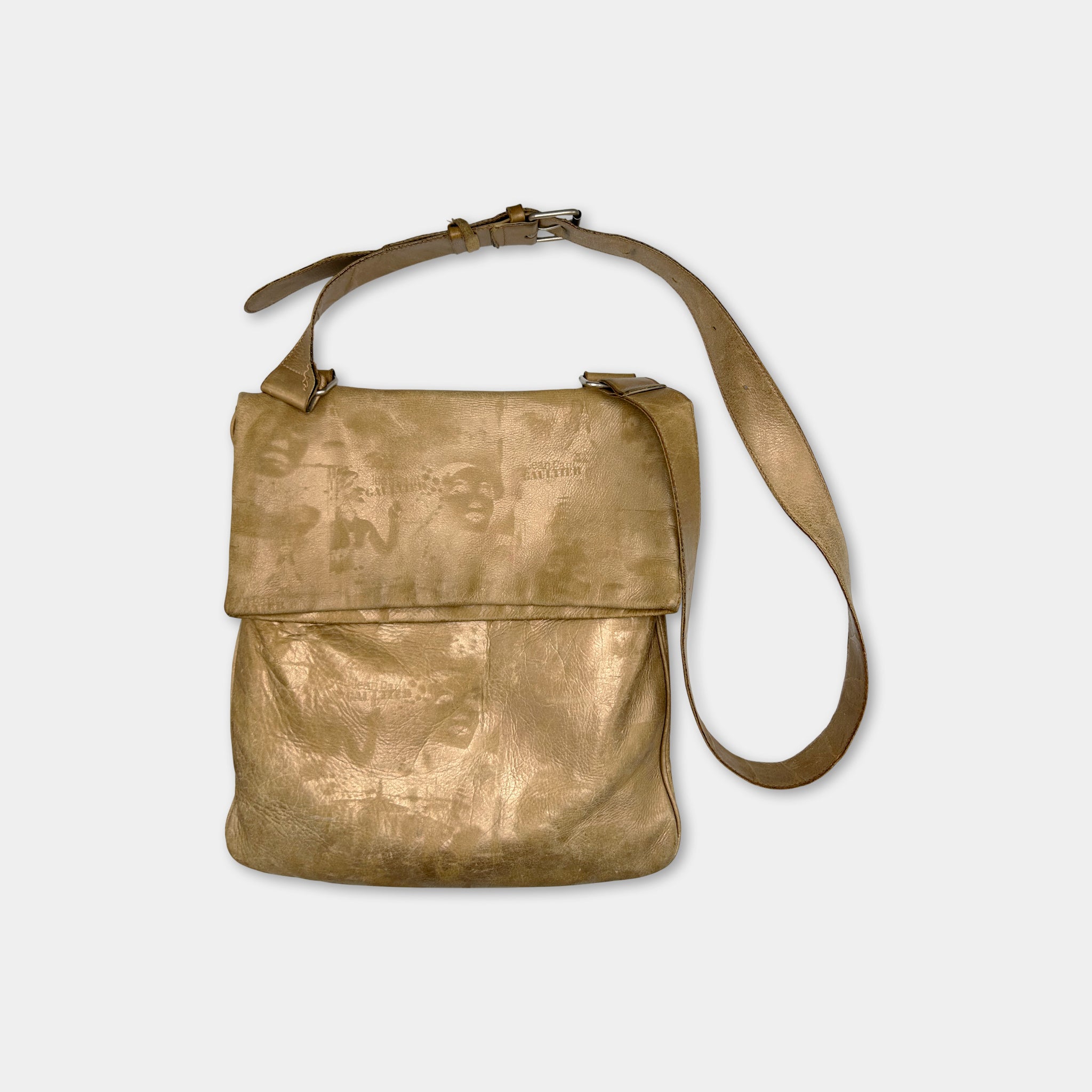 Jean Paul Gaultier 1995 Marlene Dietrich Gold Faces Crossbody Bag