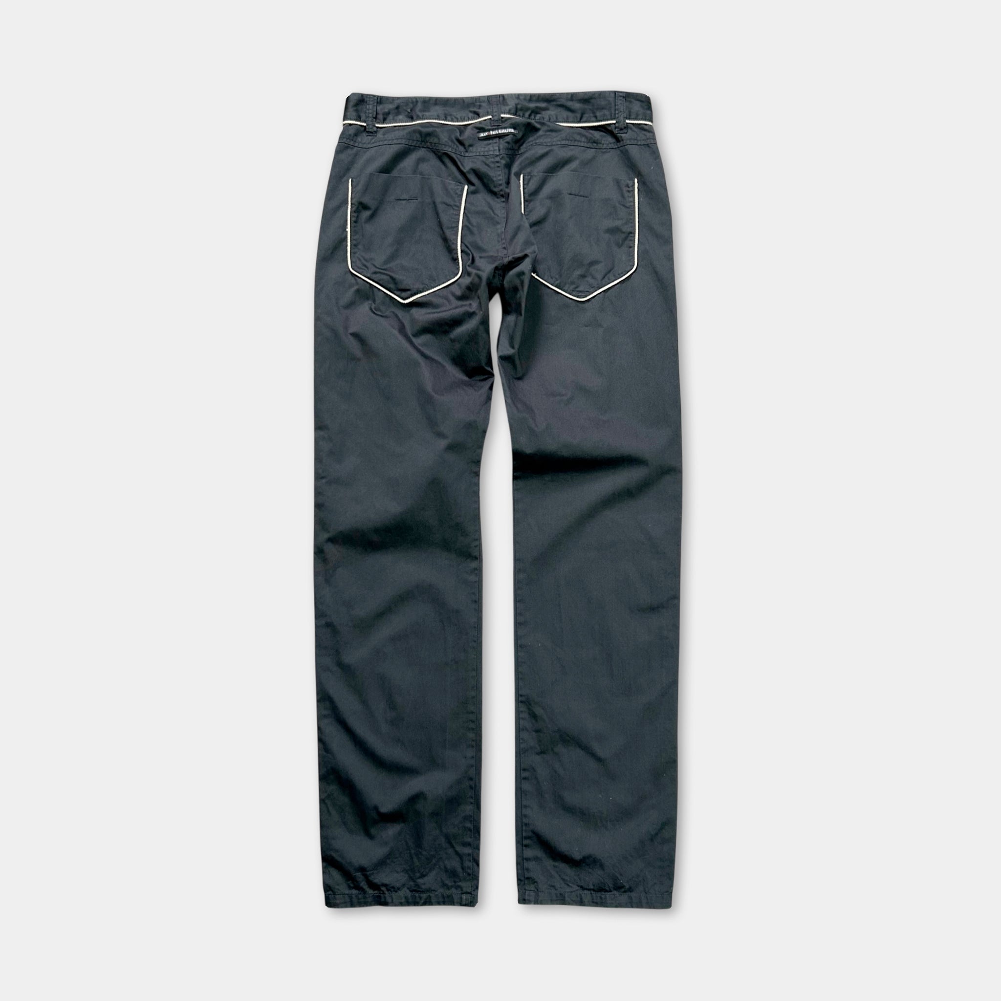 Jean-Paul Gaultier 1990s Cord Detail Petrol Blue Cotton Pants