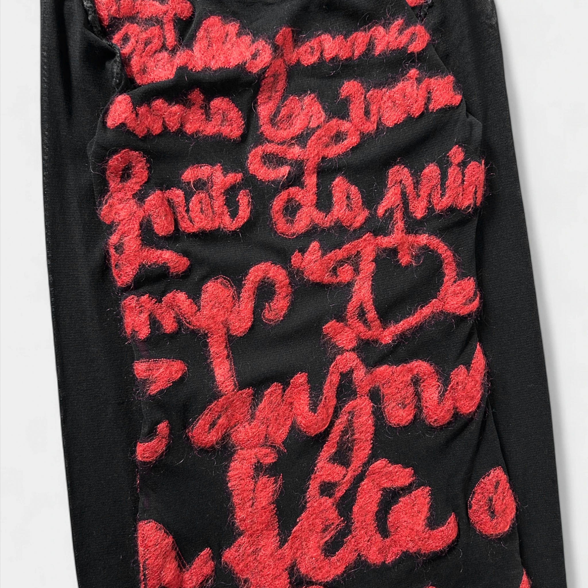 Jean Paul Gaultier FW01 Script Letter Mesh Top Black