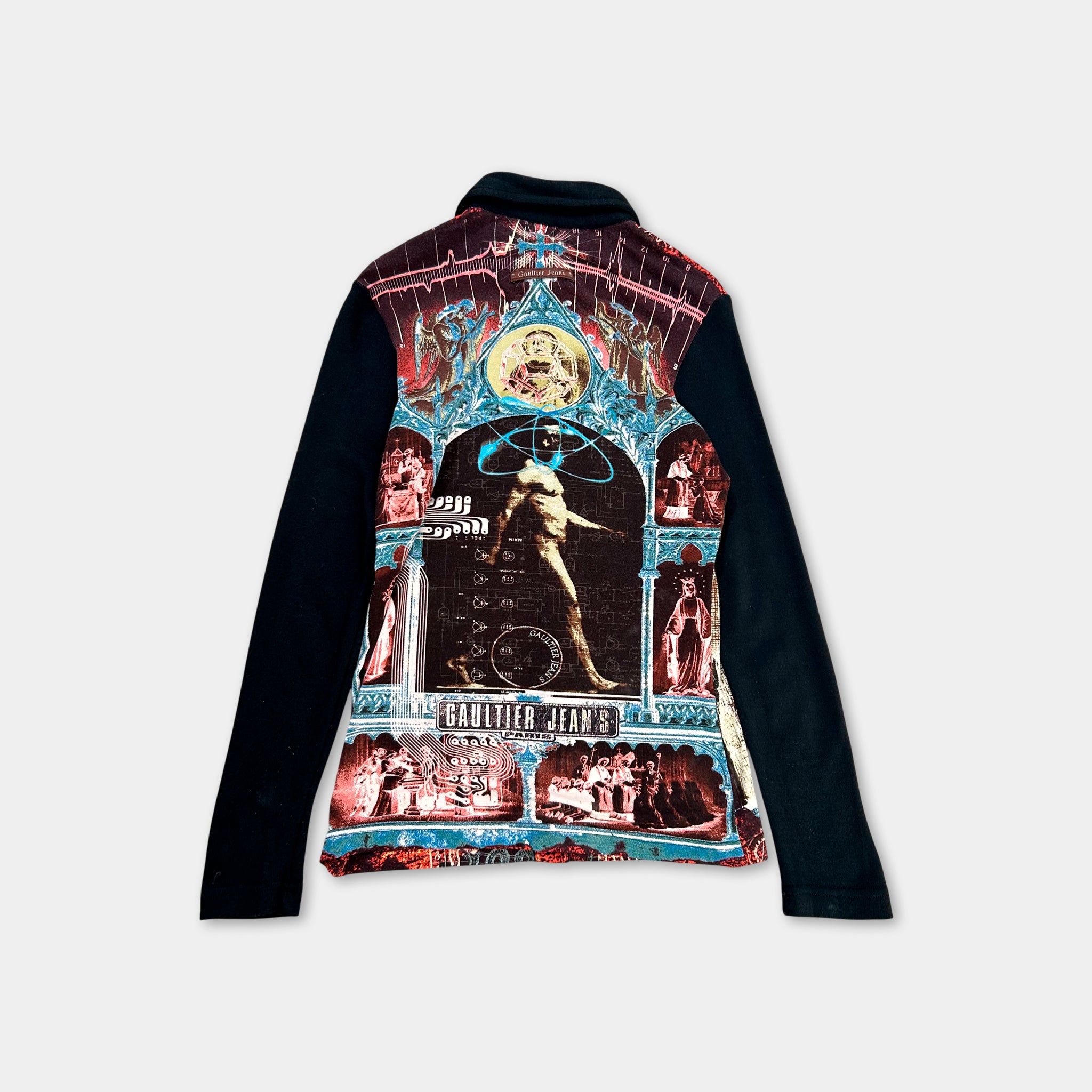 Jean Paul Gaultier 2000s Elastic Black Sleeves Printed Shirt