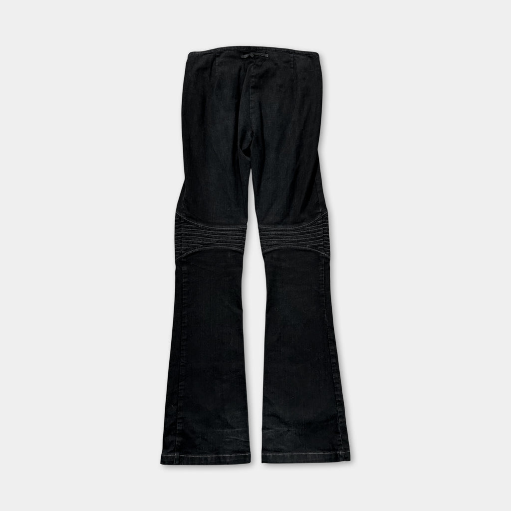 Jean Paul Gaultier Black Biker Double Zipper Flared Pants