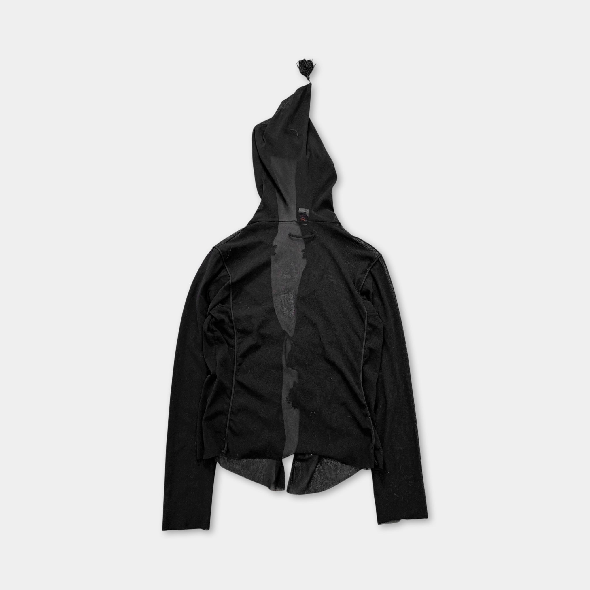 Jean Paul Gaultier Black Sheer Mesh Hood Cardigan
