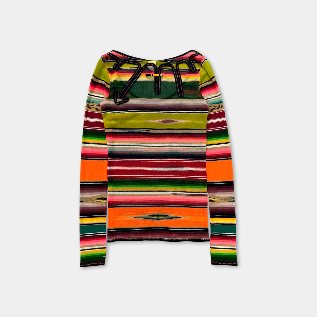 Jean Paul Gaultier Soleil "Serape" Stripe Mesh Longsleeve