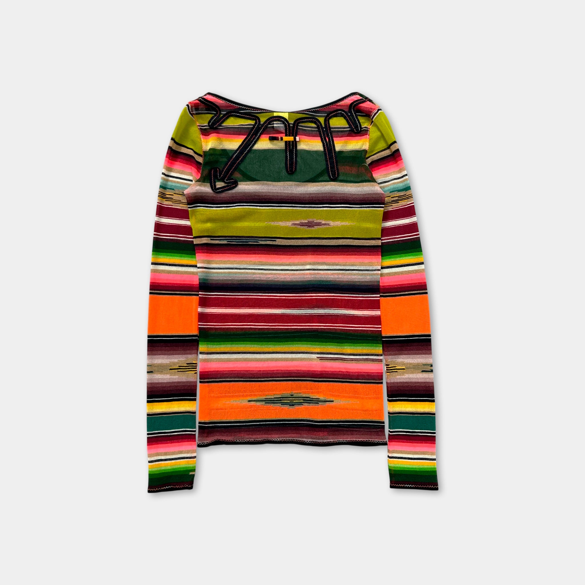 Jean Paul Gaultier Soleil "Serape" Stripe Mesh Longsleeve