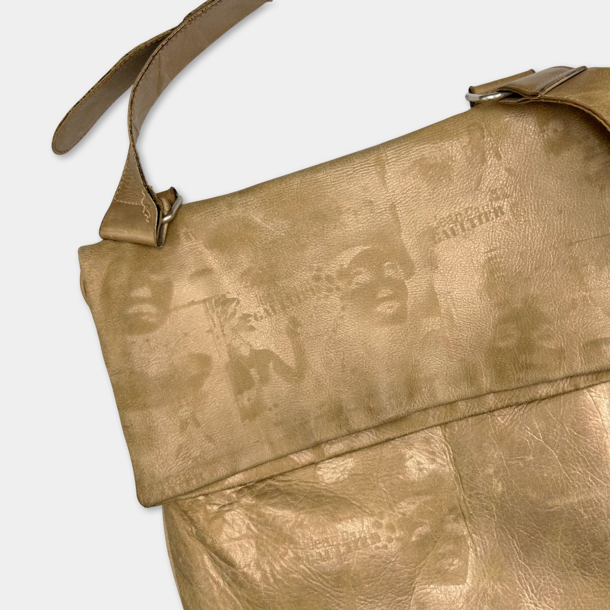 Jean Paul Gaultier 1995 Marlene Dietrich Gold Faces Crossbody Bag
