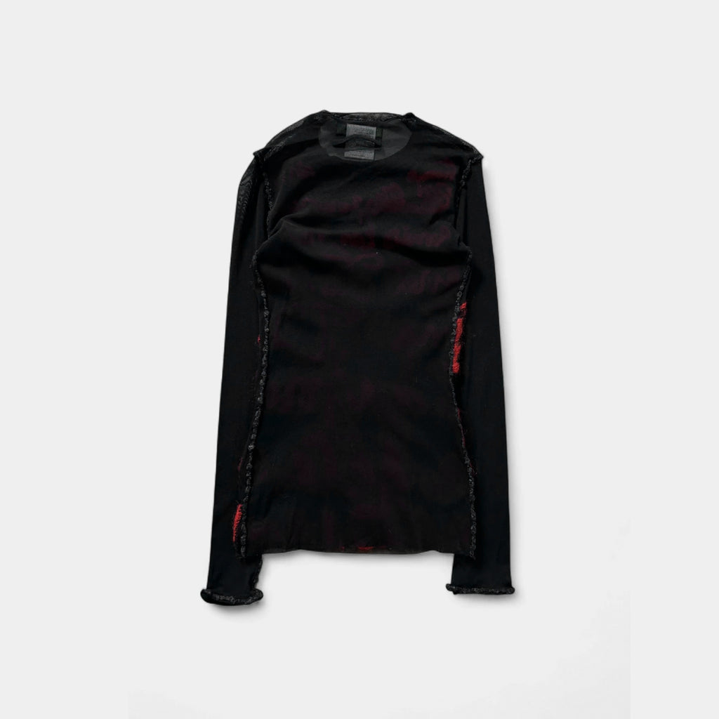 Jean Paul Gaultier FW01 Script Letter Mesh Top Black