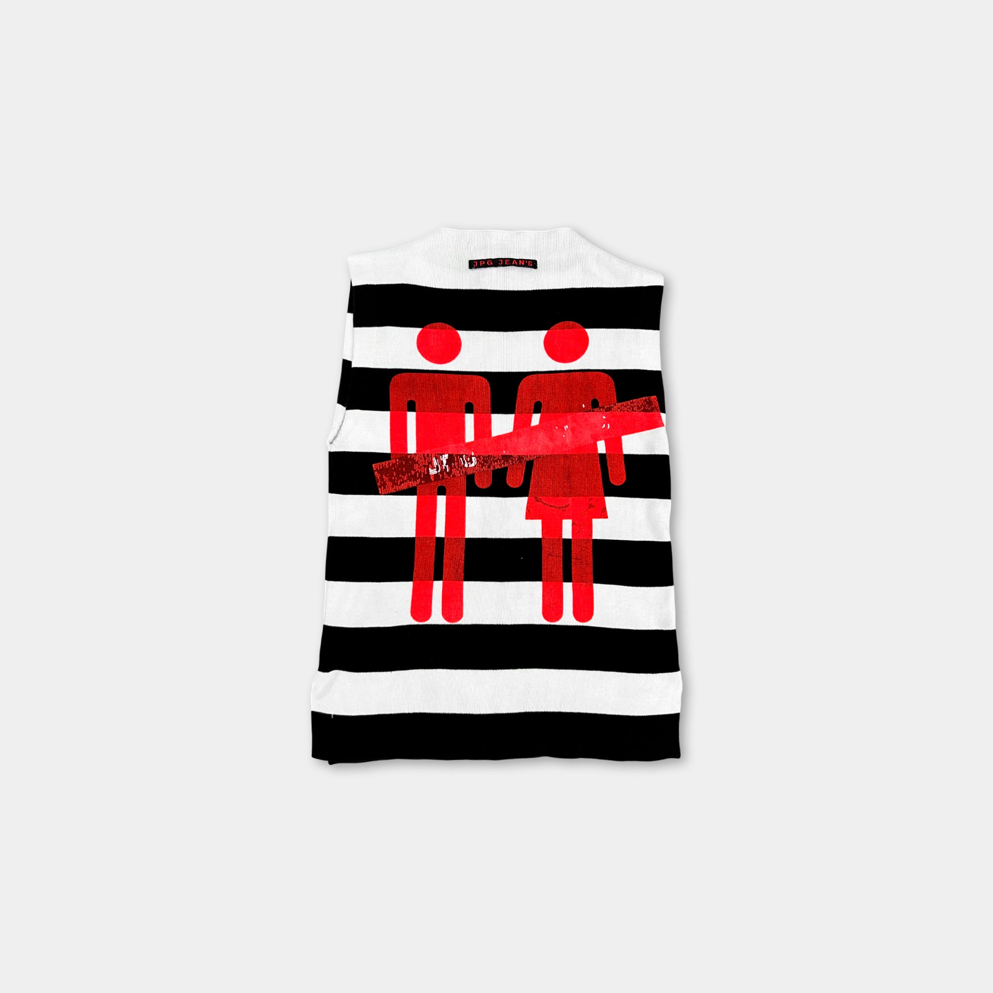 Jean Paul Gaultier Classic Black and White Striped Ribbed T-Shirt