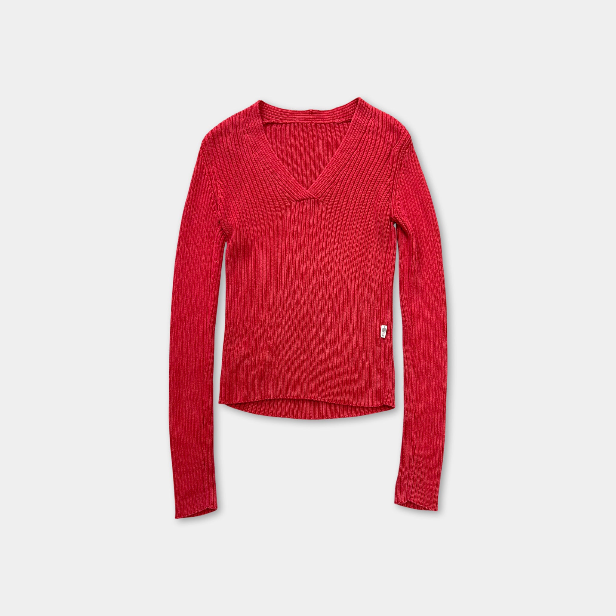 Jean Paul Gaultier 90s Red V-Neck Logo Sweater