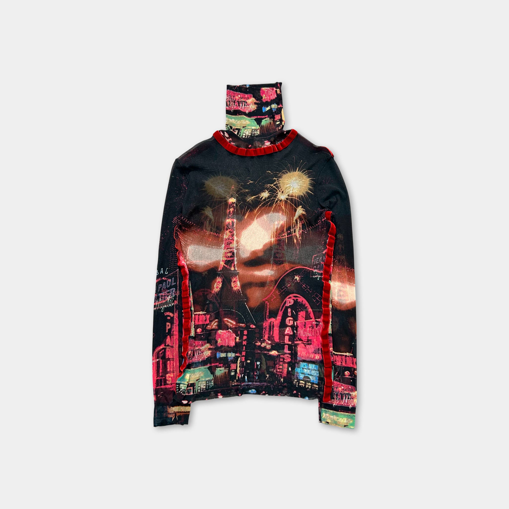 Jean Paul Gaultier "Pigalle" Paris Lights Mesh Graphic Longsleeve