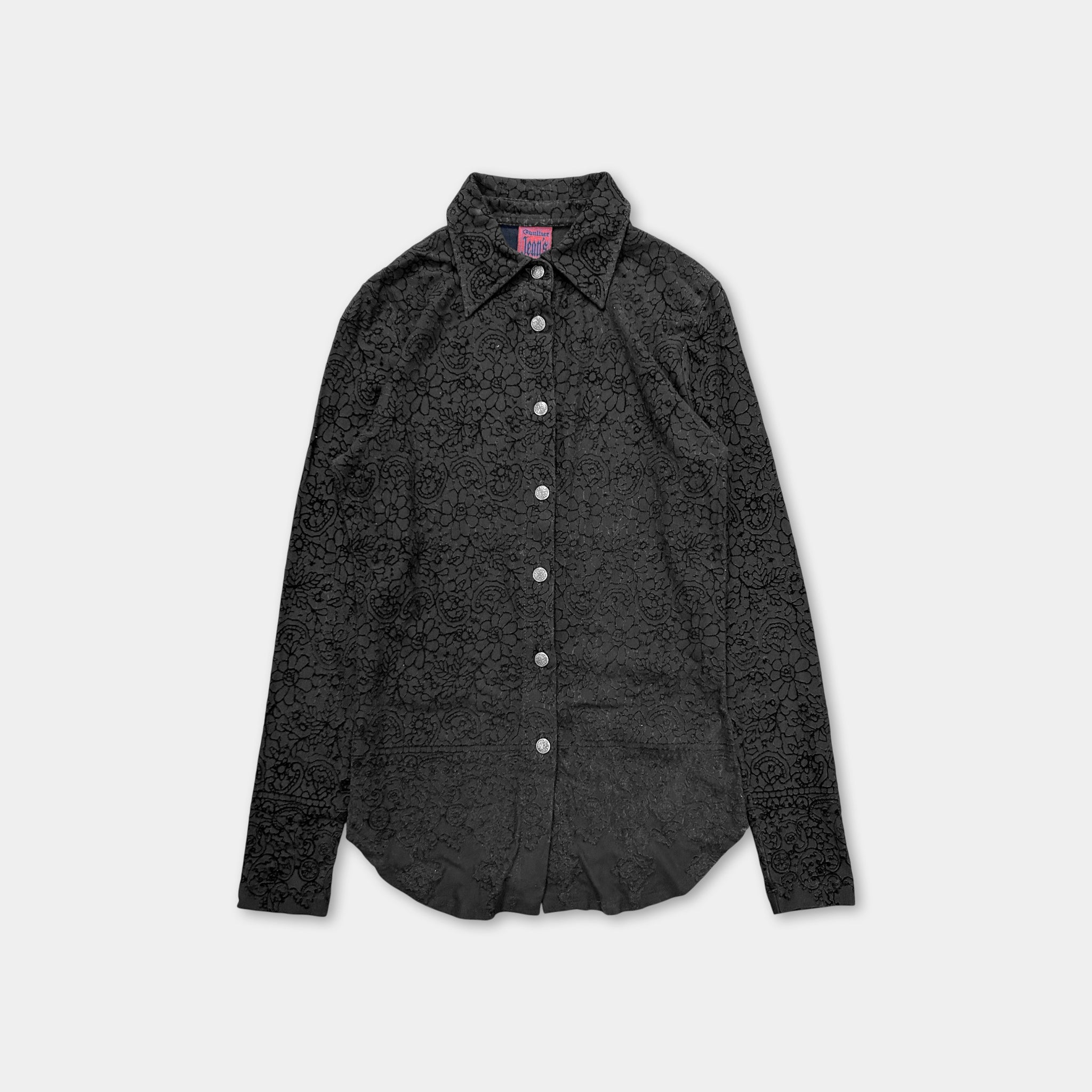 Jean Paul Gaultier Vintage 90s Velvet Floral Buttom Shirt