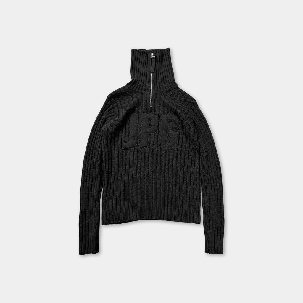 Jean Paul Gaultier 2000s Linear Knit Skull Appliqué Turtleneck