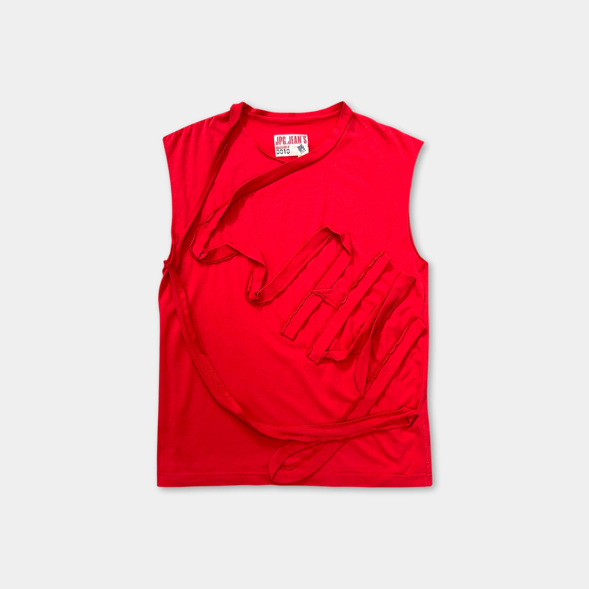 Jean Paul Gaultier Red Deconstructed Sleeveless T-Shirt