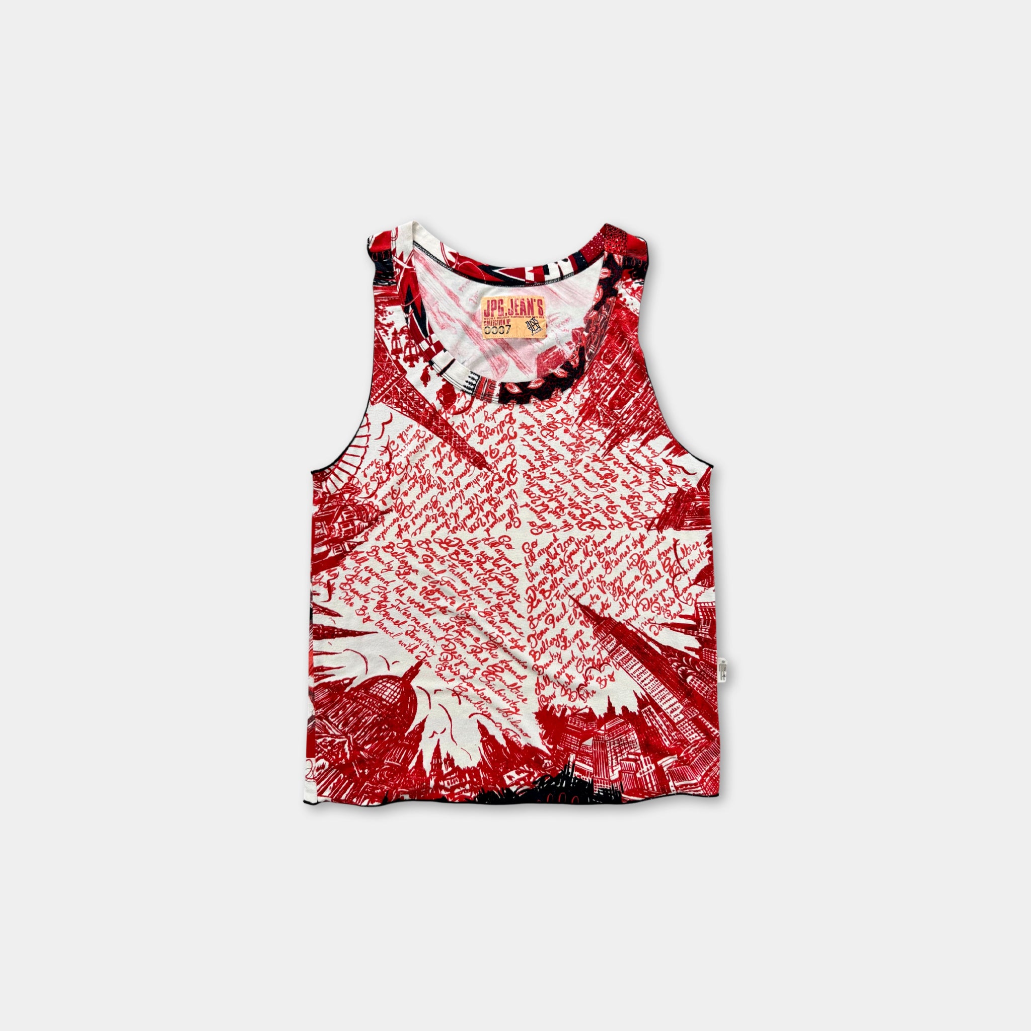 Jean Paul Gaultier Red Calligraphy Tank Top