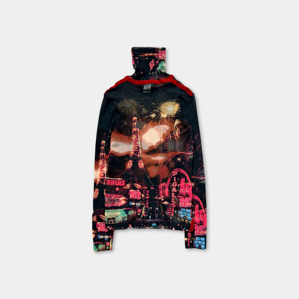 Jean Paul Gaultier "Pigalle" Paris Lights Mesh Graphic Longsleeve