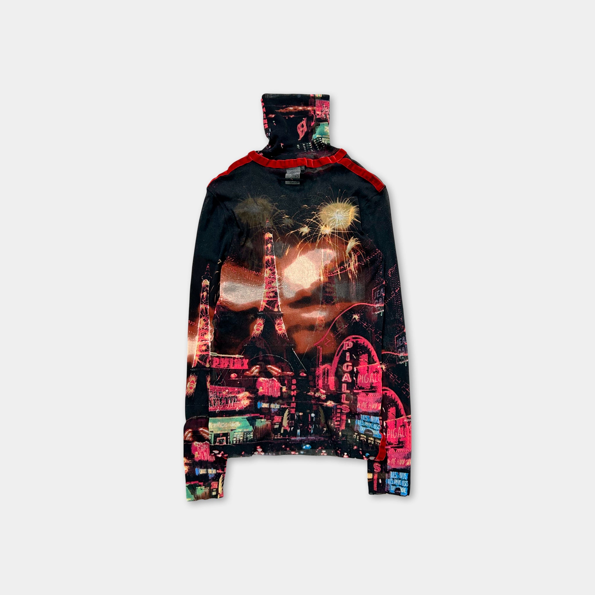 Jean Paul Gaultier "Pigalle" Paris Lights Mesh Graphic Longsleeve